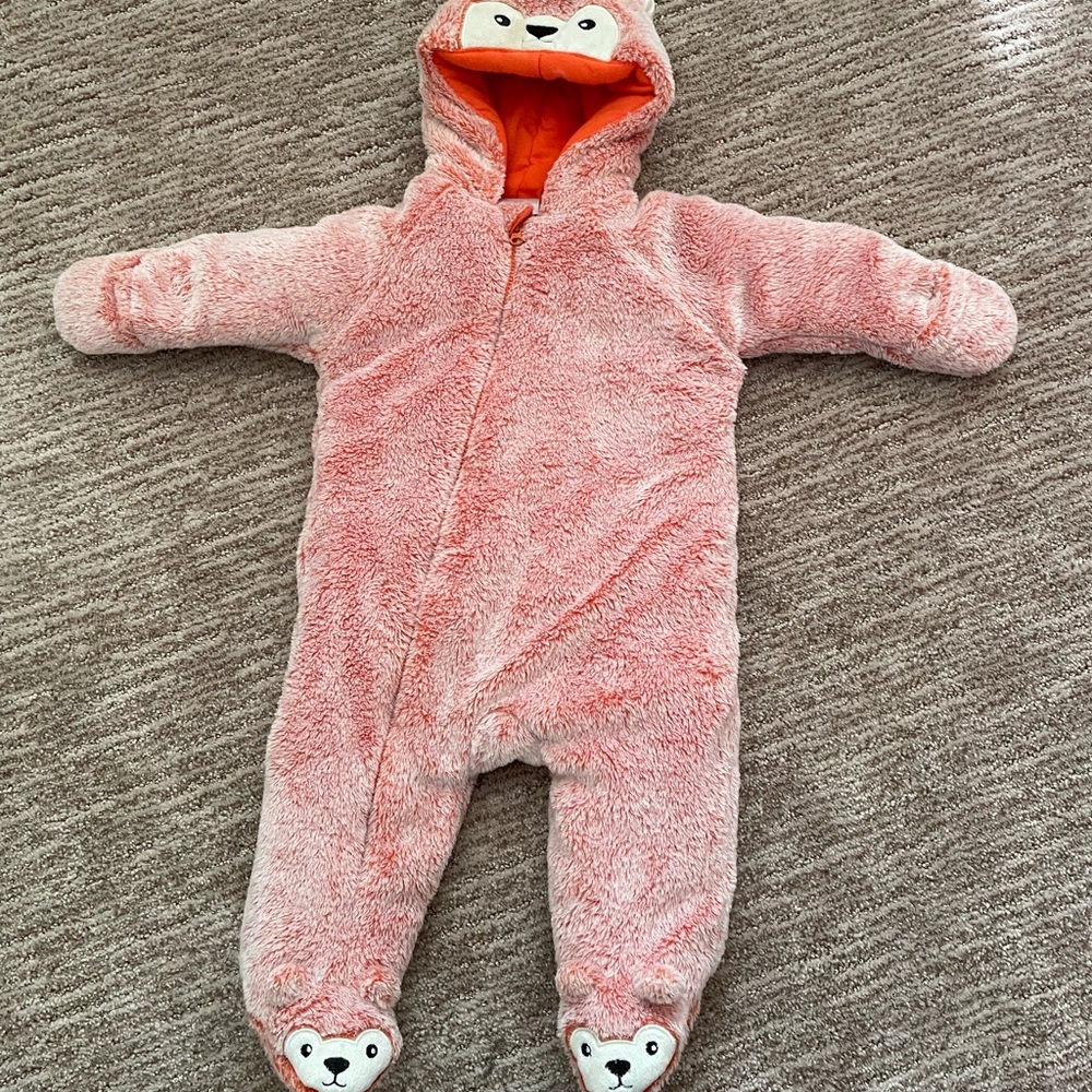 Koala Kids Orange Fuzzy Bear Footie